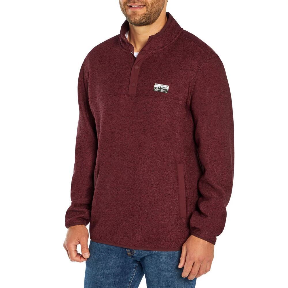 Eddie Bauer size XL red pocket pullover sweater warm EUC preppy mens casual - Picture 2 of 9